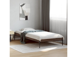 Estrutura De Cama Derivados De Madeira/metal Carvalho Castanho