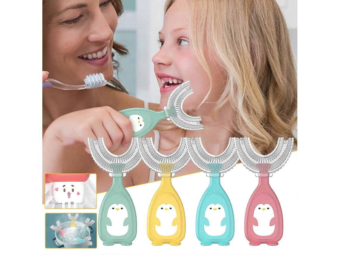 Escova de Dentes Infantil em Formato U com Limpeza Completa 360° e Cerdas Macias para Crianças 2 a 12 Anos. GOKOCO