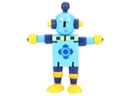 Ats brinquedos Robô de Madeira com Personalidade Bonita Brinquedos Educativos para Meninos e Meninas (azul)