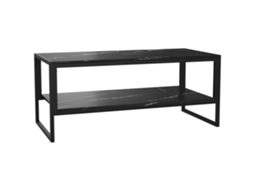 Mesa De Centro Estilo Moderno Com 2 Prateleiras, Na Cor Preto, Com Design Prático E Funcional, 106 X 50 X 47 Cm