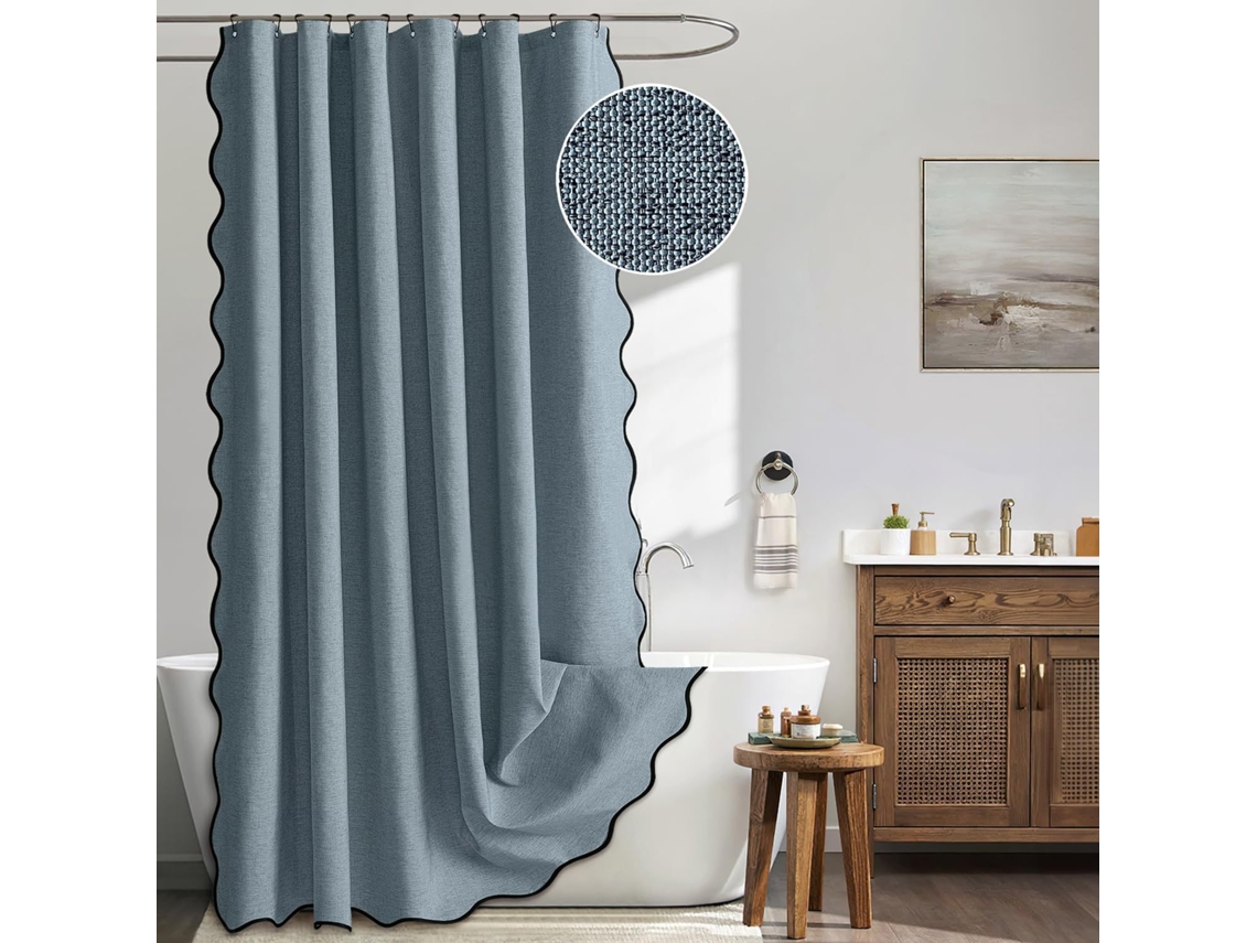 Cortina de Chuveiro Impermeável com Gancho de Metal,azul/180x180cm GERTIZ