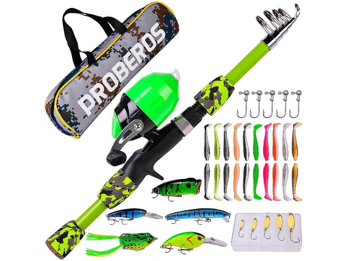 Omni-kit De Pesca Para Niños Principiantes | Caña Telescópica Portátil Y Carrete - Combo Ideal Para Niños, Regalo De Cumpleaños Kuitgh