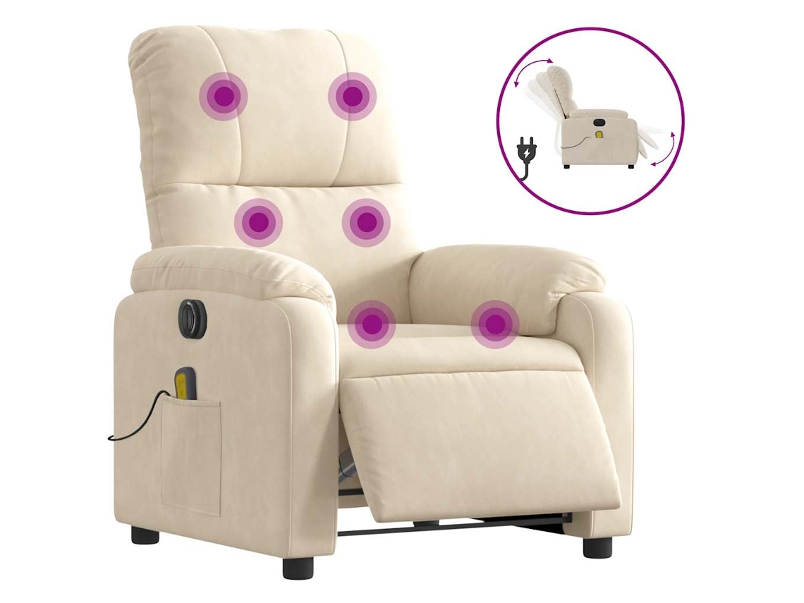 Poltrona de Massagem elétrica VIDAXL Bege Microfibra (75 x 89.5 x 103.5 cm)