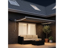Vidaxl Toldo Retrátil Manual Com Leds Cinzento-acastanhado