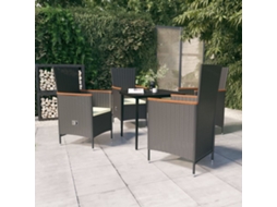 Pcs Conjunto De Jantar P/ Jardim C/ Almofadões Preto Dkd Home Decor