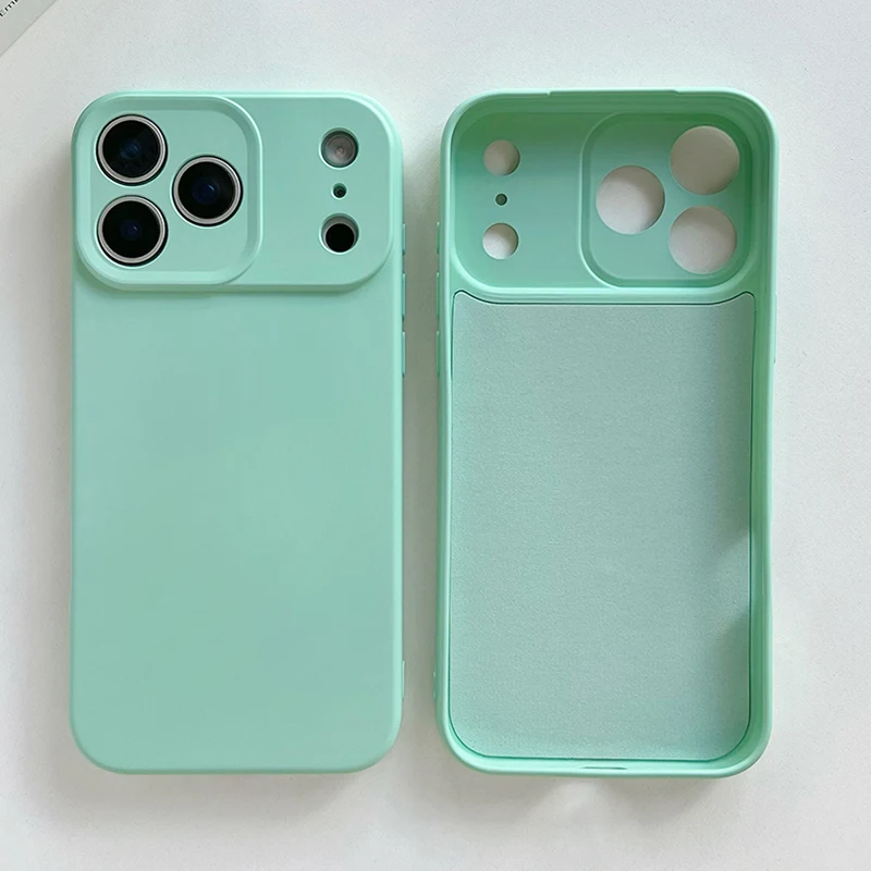Capa De Silicone Líquido Para Iphone 16 Pro Max (verde Claro), Feita De Tpu Para Proteção Contra Impactos.