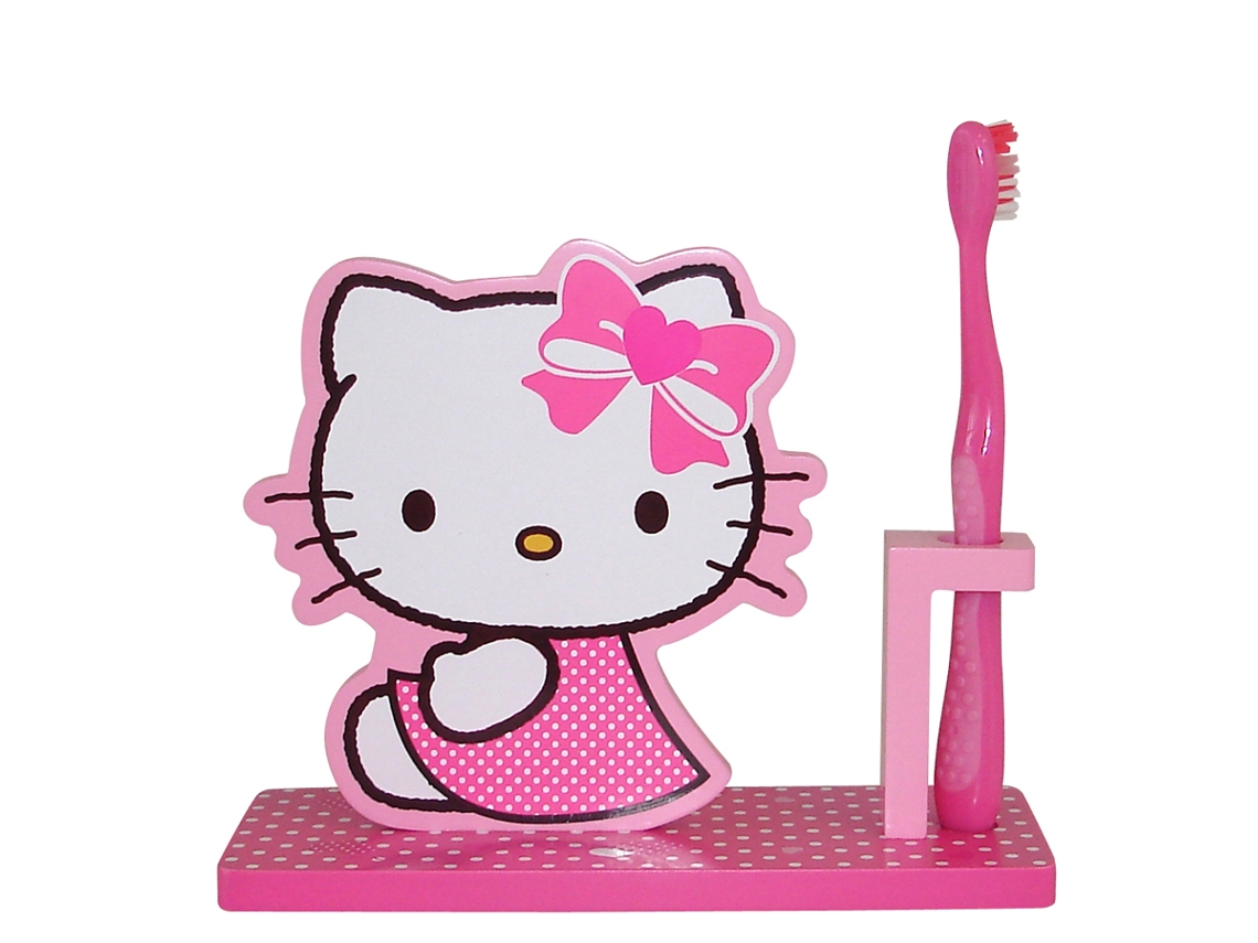 Suporte Escova Dentes Hello Kitty Wooden