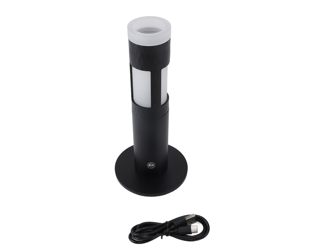 Lâmpada de Mesa Sem Fio Bateria Usb Ajustável Preto Vaso