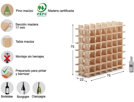 Garrafeira Evolutivo Rioja para 36 Garrafas Pinho Maciço ASTIGARRAGA