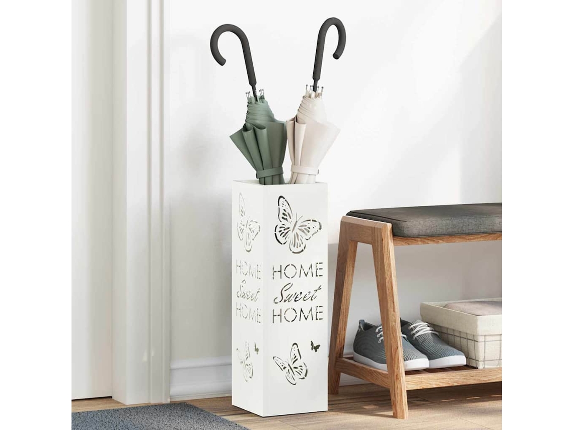 Vidaxl Suporte Para Guarda-chuva De Chuva Branco 15,5 X 15,5 X 49 Cm
