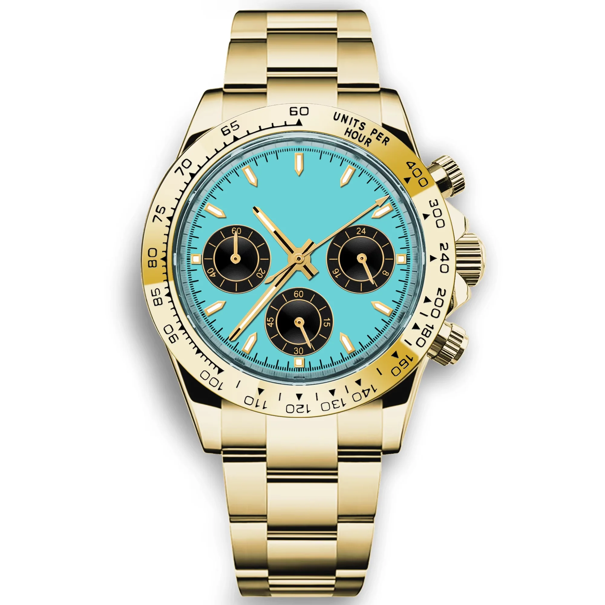 Relógio Masculino De Quartzo De 39 Mm (azul/preto), Modelo Esportivo Com Cristal De Safira.