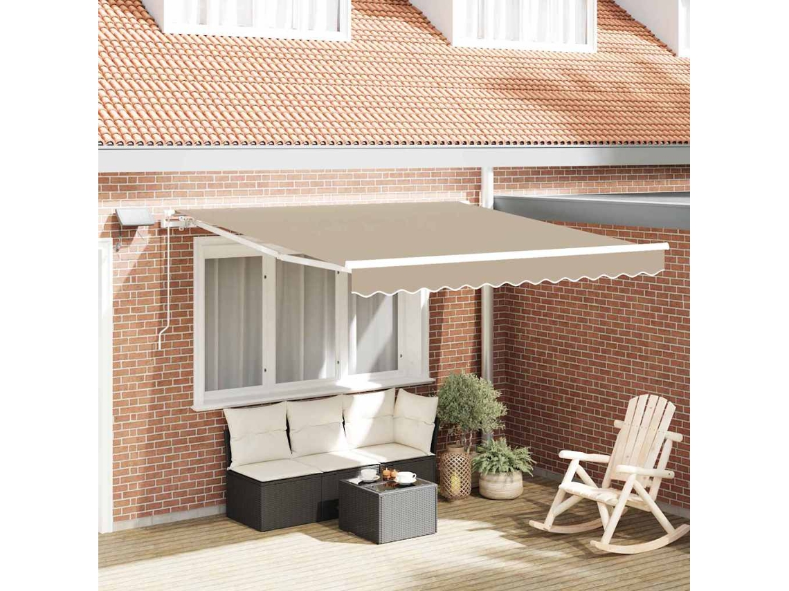 Vidaxl Toldo Retrátil Bege 300 X 250 Cm Tecido E Alumínio