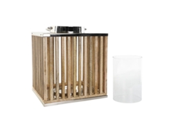 Castiçais DKD HOME DECOR Castanho Prateado Natural Cristal Madeira de Mangueira 31x31x35 cm