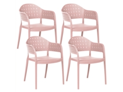 Juego De Sillas Apilables Para Interior Y Exterior Beliani Narino De Polipropileno Rosa 55x50x78