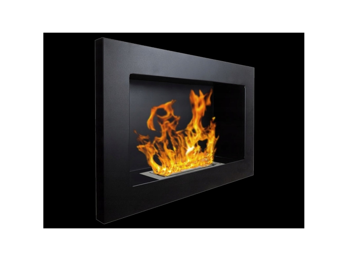 Lareira de bioetanol de parede ou embutida Pisa Black L 65 x P 12 x H 40