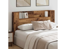 Vidaxl Cabeceira De Armazenamento Com Led Madeira Antiga 160 Cm