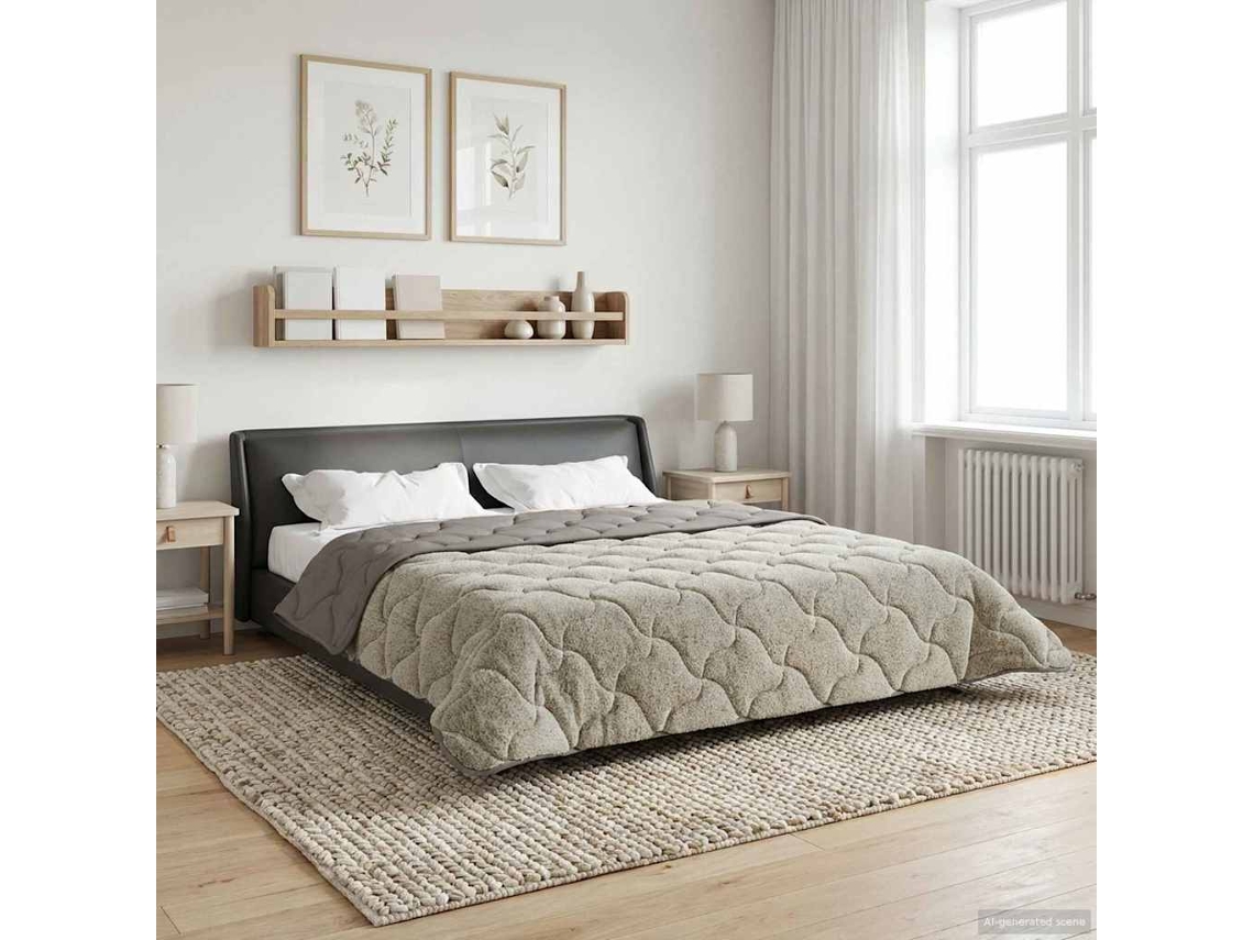 Vidaxl Edredom De Inverno 200 X 200 Cm Inverno Cinzento-claro