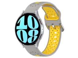 Bracelete para Samsung Galaxy Watch 6 XIAOMOYU em silicone respirável com duas cores (20mm) Cinza e Amarelo