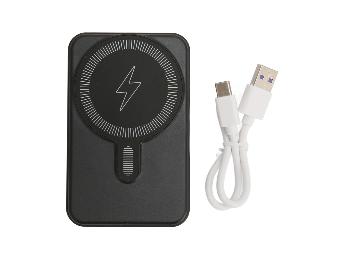 Carregador Magnético Portátil 10000mah Led Iphone Preto