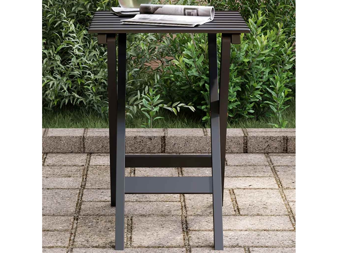 Vidaxl Mesa De Apoio Dobrável Madeira De Álamo Maciça Preto