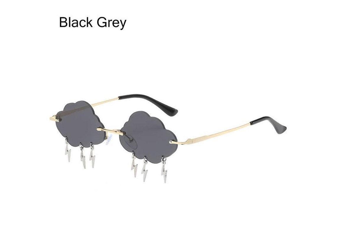 2026-gafas De Sol Sin Marco Retro Con Nubes Y Borla Diamante Uv400 Moda Unisex Vintage H-negro Gris