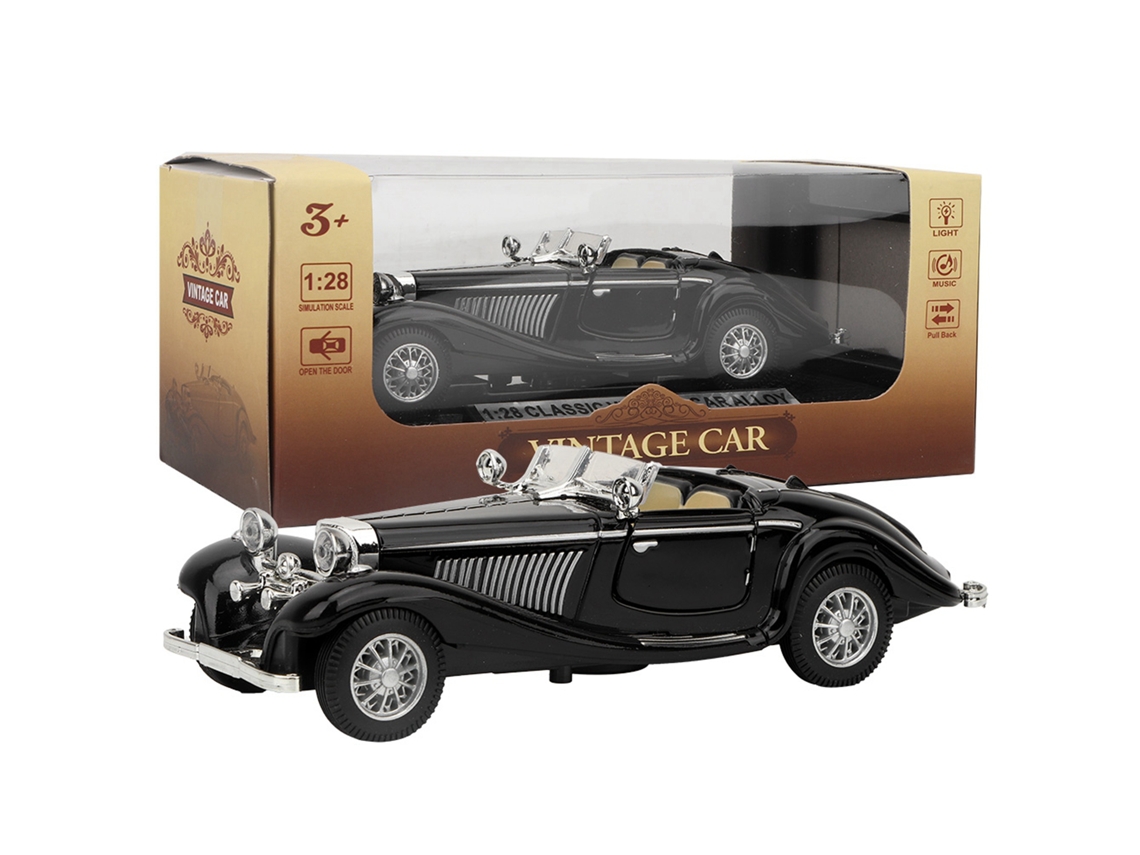 Mali carro de Brinquedo Vintage com Luz e Som Modelo de Carro Pull Back em Liga Preto