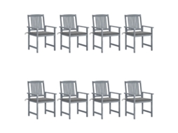 Vidaxl Cadeiras De Jardim C/ Almofadões 8 Pcs Acácia Maciça Cinzento