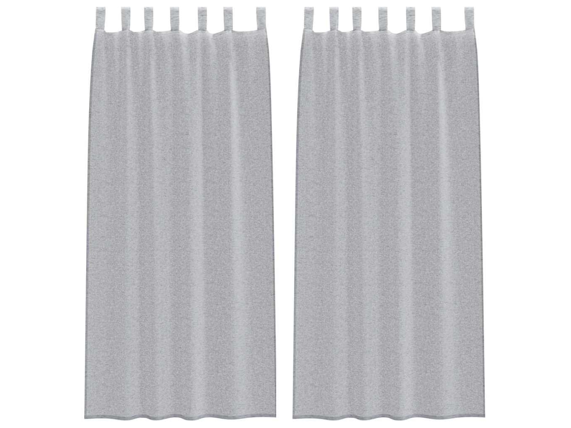 Conjunto 2 Cortina De Voile Vidaxl Cinzento Poliéster (225 X 140 Cm)