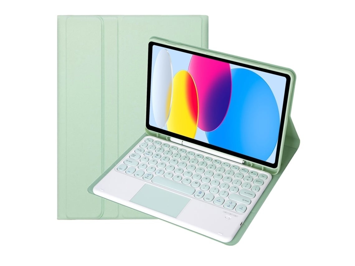 Capa Com Teclado Para Tablet Lurelia, Compatível Com Samsung Galaxy Tab S6 Lite 10.4 P610/615 2022, Verde Claro, Teclado Bluetooth, Fixação Magnética