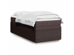Vidaxl Cama Com Molas/colchão 90x190 Cm Tecido Castanho-escuro