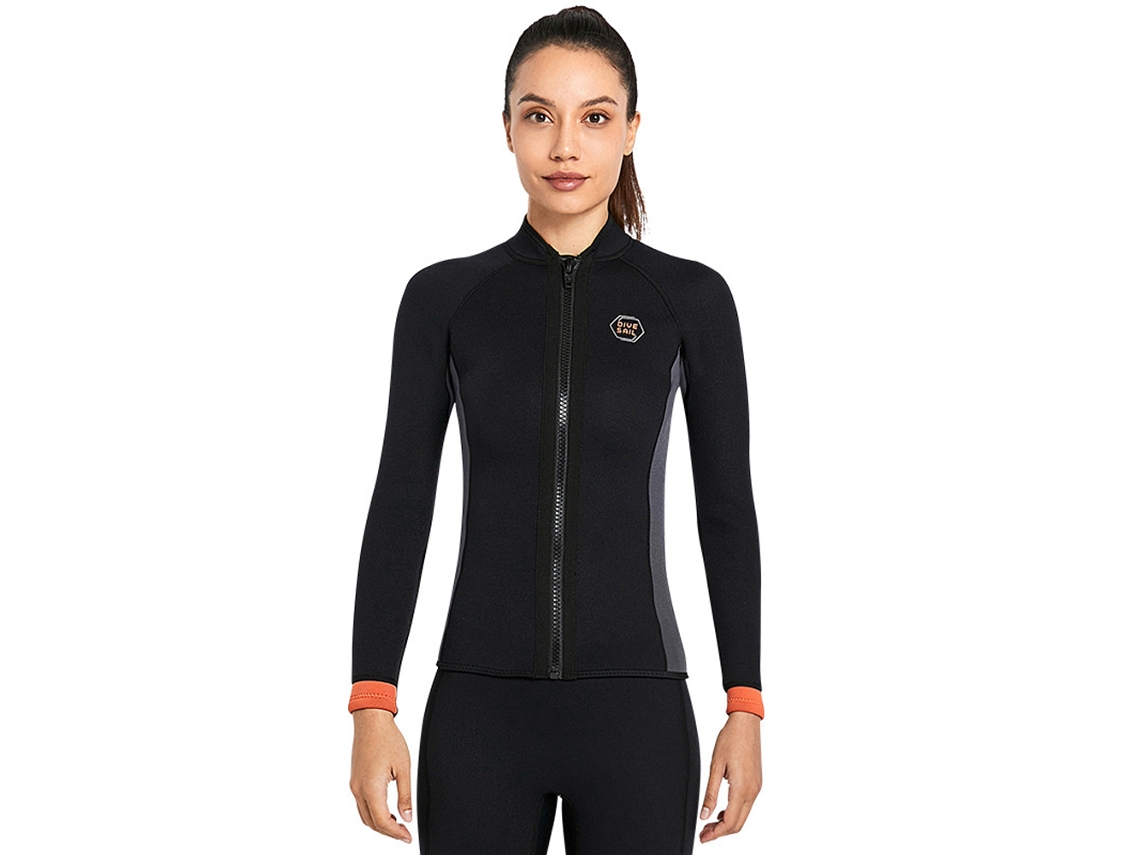 Mali camisa de Neoprene 3mm Manga Longa com Fecho Frontal para Surf Natação Mergulho Kayak