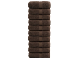 Conjunto 10 Toalha de bidé VIDAXL Marrom Algodão (30x50 cm)