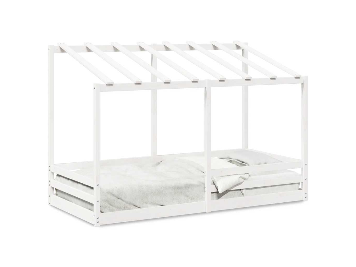 Cama Infantil com Telhado Pinho Maciço Branco MAISON EXCLUSIVE 90x200 cm