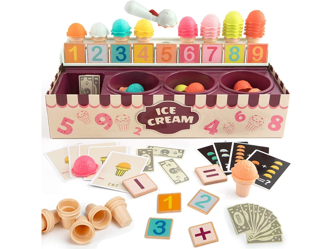 Mali conjunto de Brincadeira de Sorvete para Crianças Jogo Educativo de Matemática e Lógica com Role Play