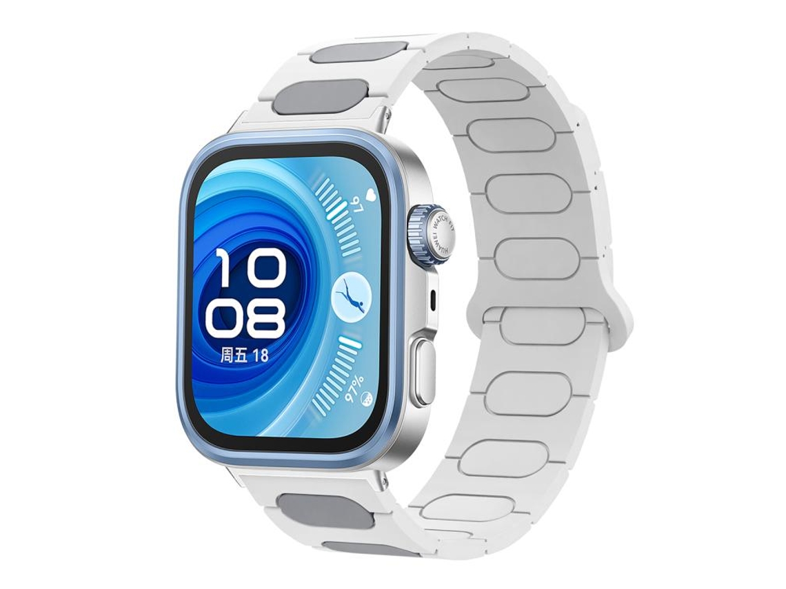 Bracelete para Huawei Watch Fit 4 / Fit 4 Pro / Fit 3 Silicone Magnético Formato Oval Branco e Cinza XIAOMOYU