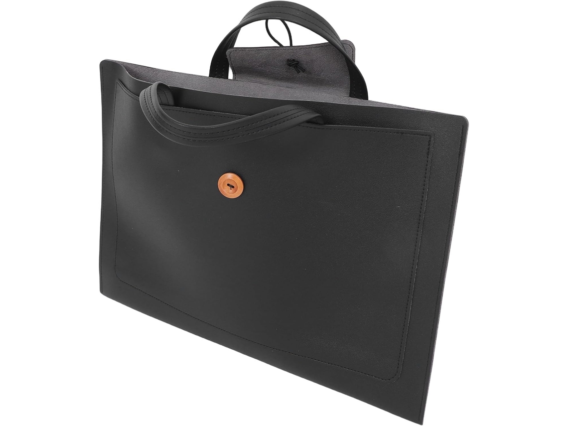 Bolsa Para Laptop De 15 Polegadas Em Couro Pu Preto, Estilo Profissional