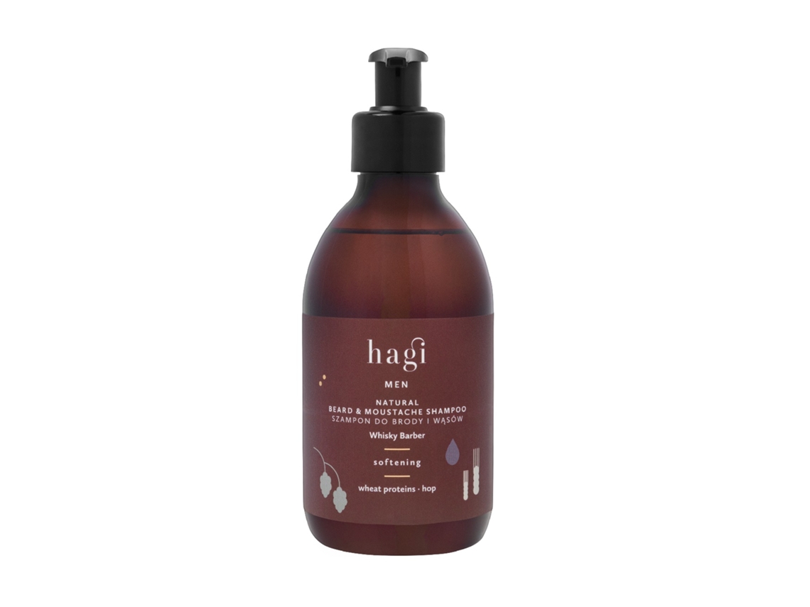 Shampoo para Barba e Bigode Hagi Premium com Aroma de Whisky, 300ml - Fórmula Natural e Nutritiva