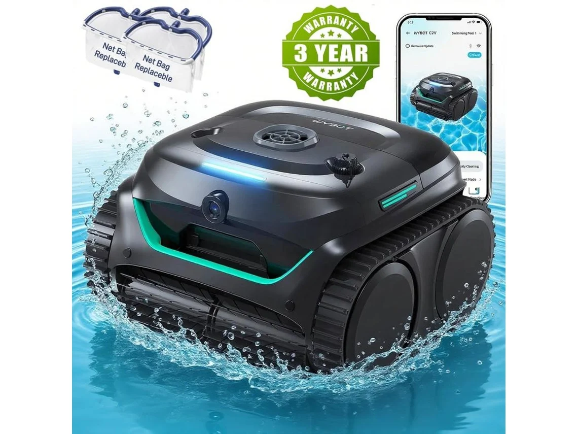 Robô Aspirador de Piscina sem Fios WYBOT C2 Vision/deteção De Detritos Com Câmara Ai/limpeza Master 8 Em 1/filtragem De Duas Camadas/sucção Potente