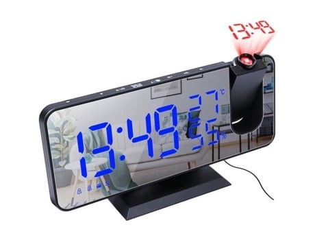 Rádio relógio de projeção, superfície elétrica do espelho do despertador digital do diodo emissor de luz para a composição com escurecimento, temperat