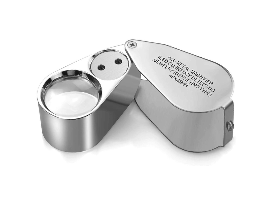 Lupa De Bolso Com Iluminação Led/uv Para Joias, Lupa De 40x Com Estrutura Metálica Aquaforge