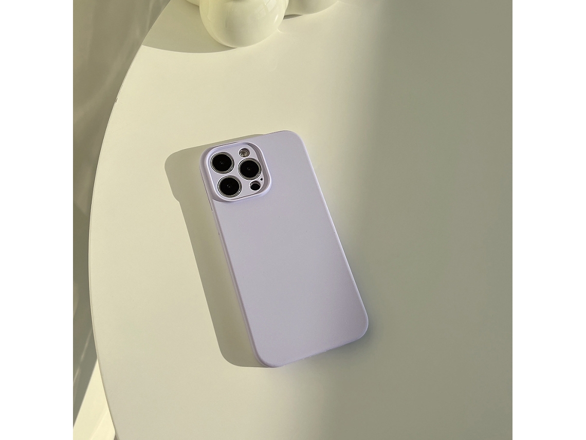 Capa Para Iphone 17 Pro Em Silicone Líquido Roxo Claro, Cor Sólida, Proteção Total.