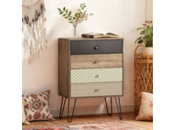 Cómoda Boémia 4 Gavetas Pernas Aço Forma V Quarto Sala 60x39x86 Cm Multicor