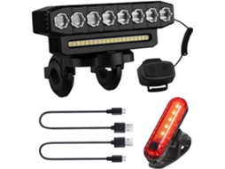 Farol De Bicicleta Recarregável Com Buzina, 6 Modos E Luzes Dianteiras E Traseiras À Prova D'água (preto)