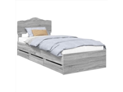 Estrutura de Cama com Gaveta MAISON EXCLUSIVE Cinza Sonoma 100 X 200 cm