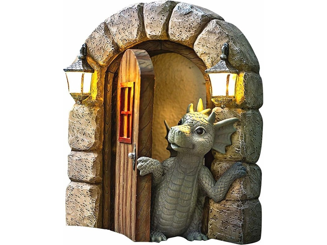 Escultura De Dragón De Resina Para Jardín, Decoración De Pared Exterior, Estatua Cachorra Para Patio Y Balcón