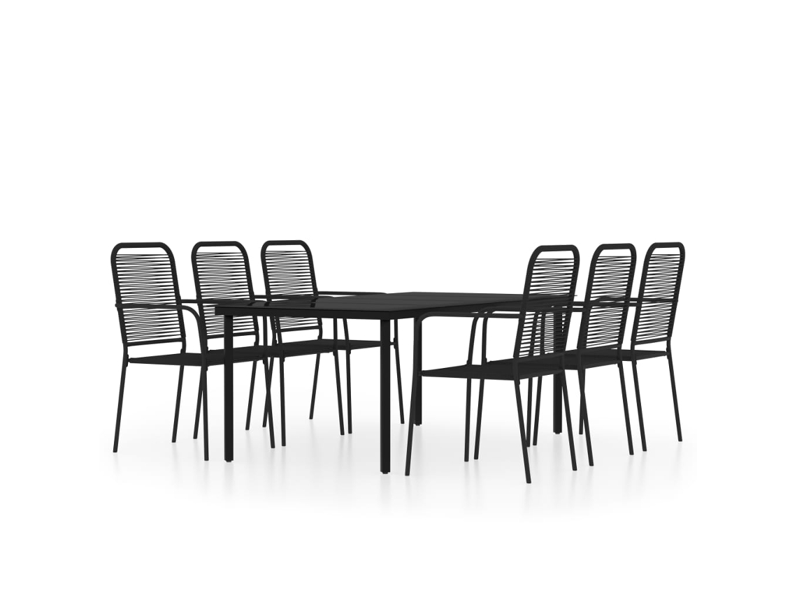 Dining Set, Dining Sets Vidaxl Preto Aço (mesa Com 200 Cm De Comprimento)