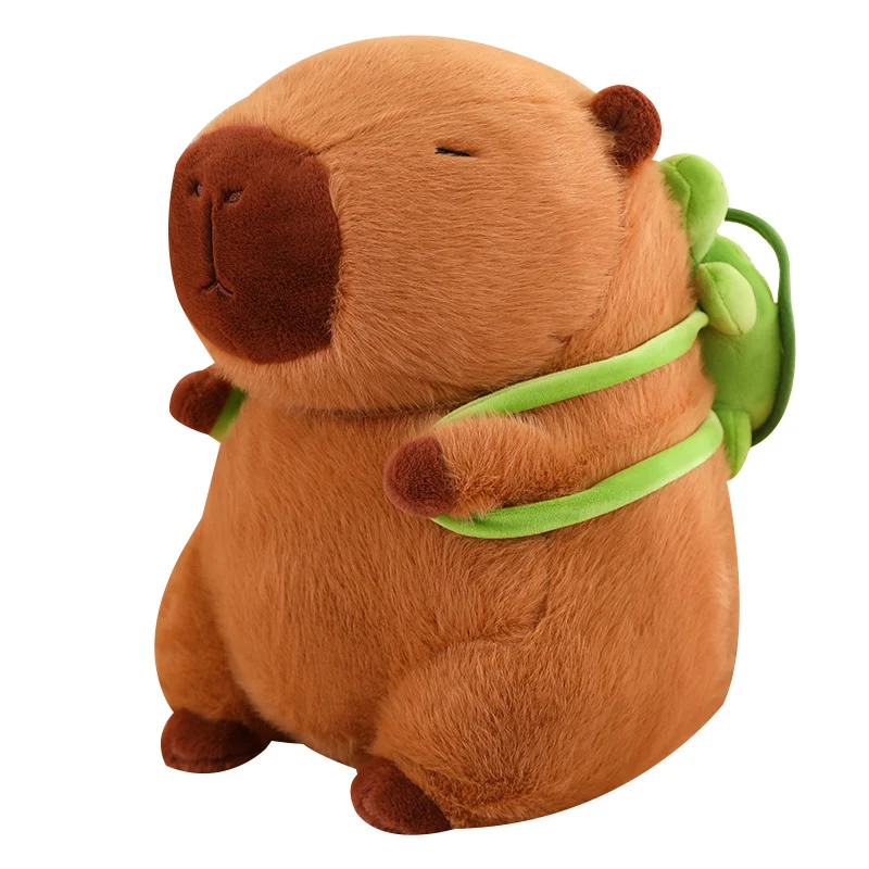 Lindo Brinquedo de Pelúcia de Capivara com Mochila de Tartaruga MDUG (45 Cm)