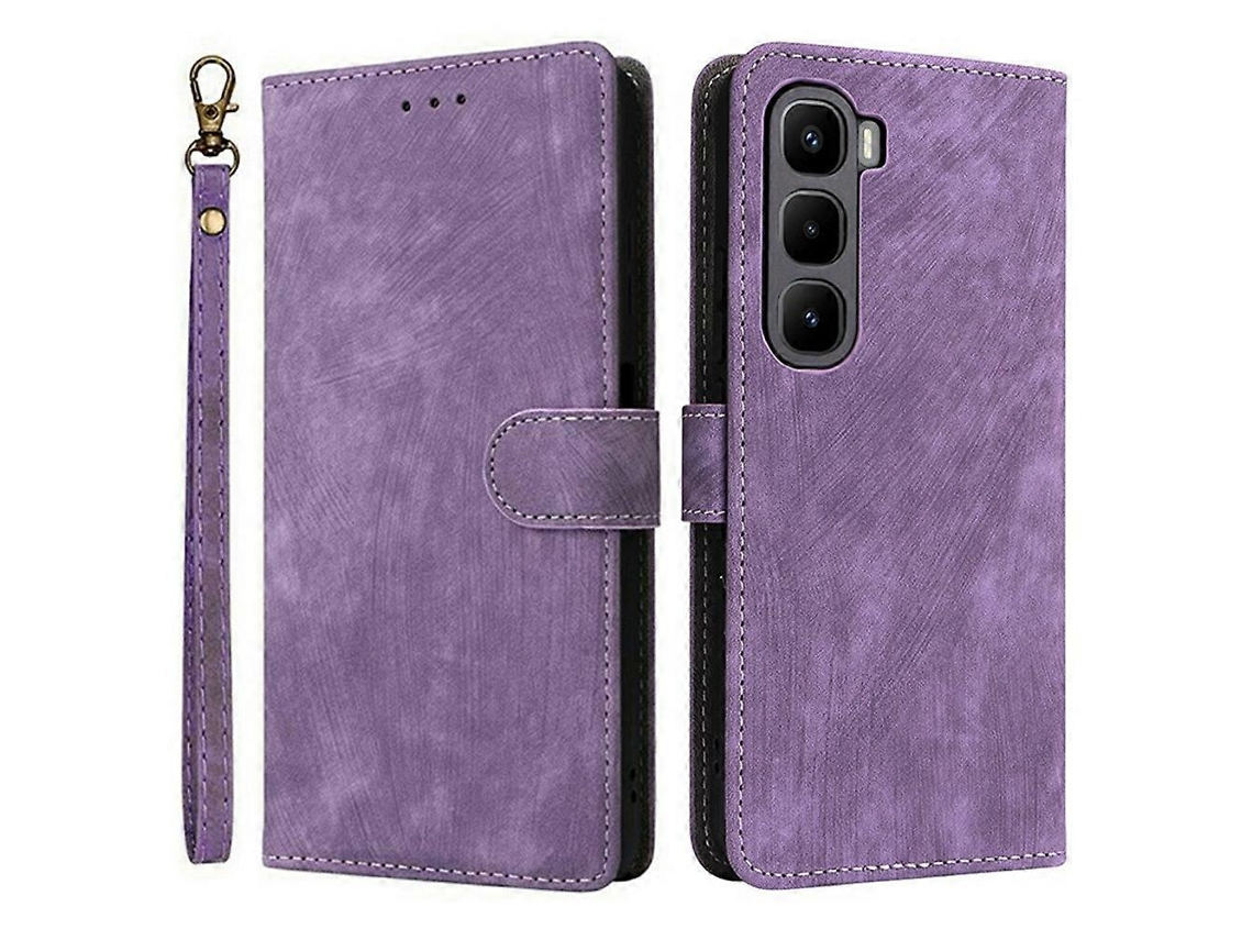 Capa Tkdaddy Para Infinix Hot 60 Pro 4g X6885, Carteira, Bloqueio Rfid, Couro Sintético, Capa De Celular Com Suporte E Alça, Roxa