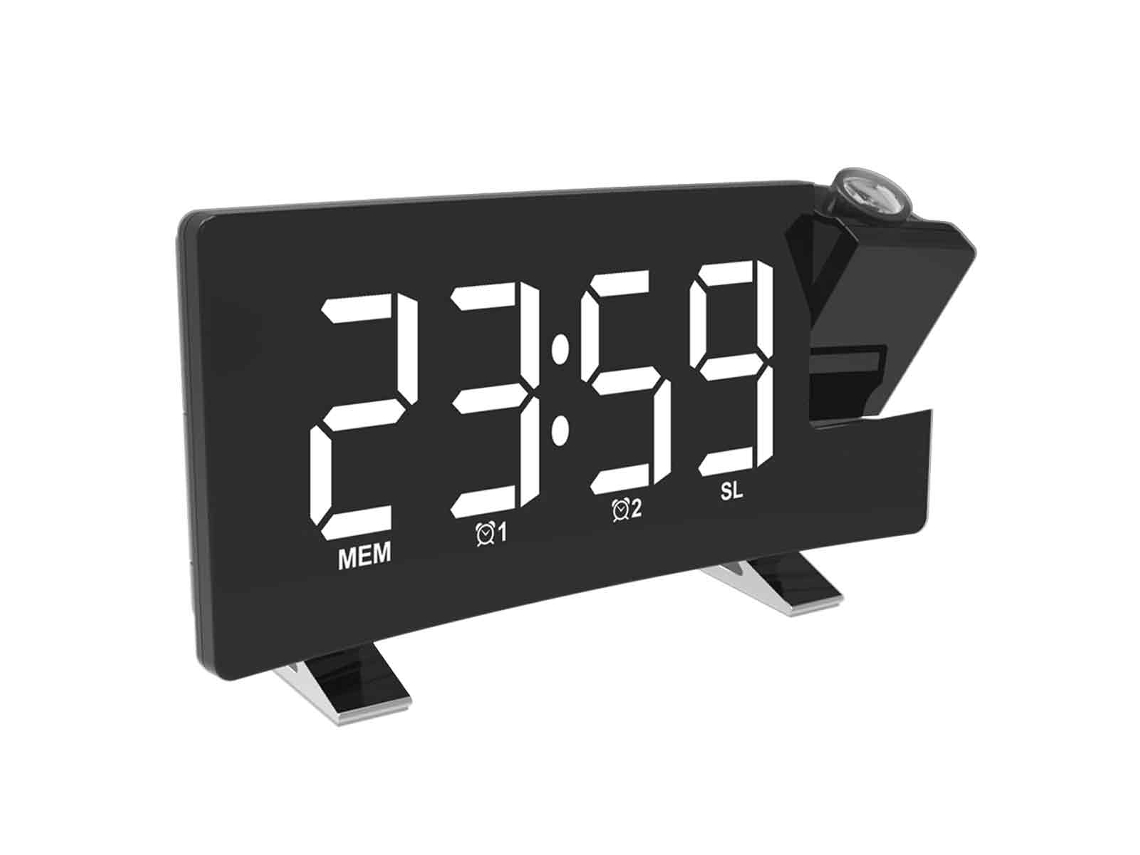 Relógio com Projeção Rádio Fm 180° no Teto Alarme Duplo Crianças NEVEANCE