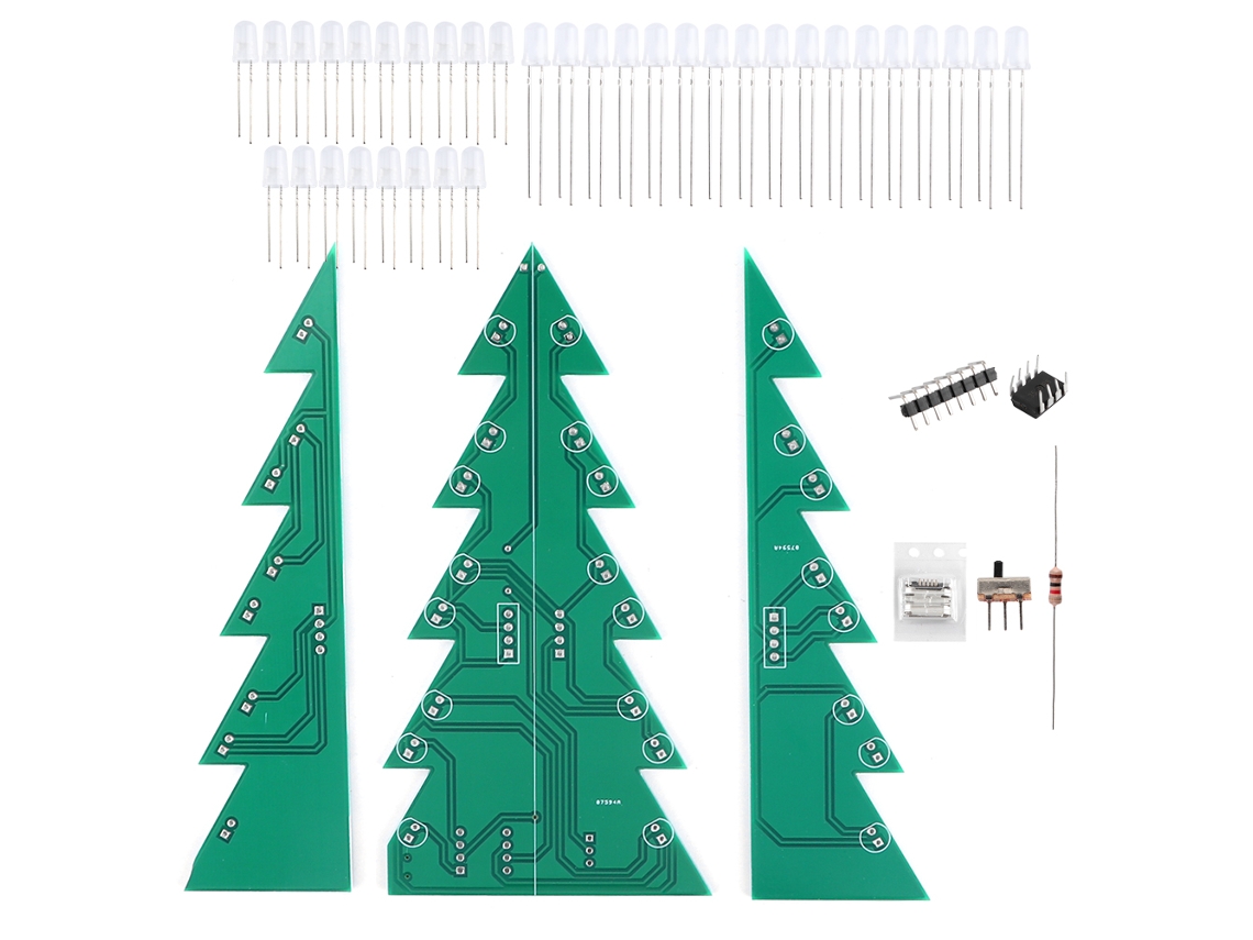 Kit Diy De Árvore De Natal Com Led De Três Cores E Módulo De Placa De Circuito Impresso Tridimensional